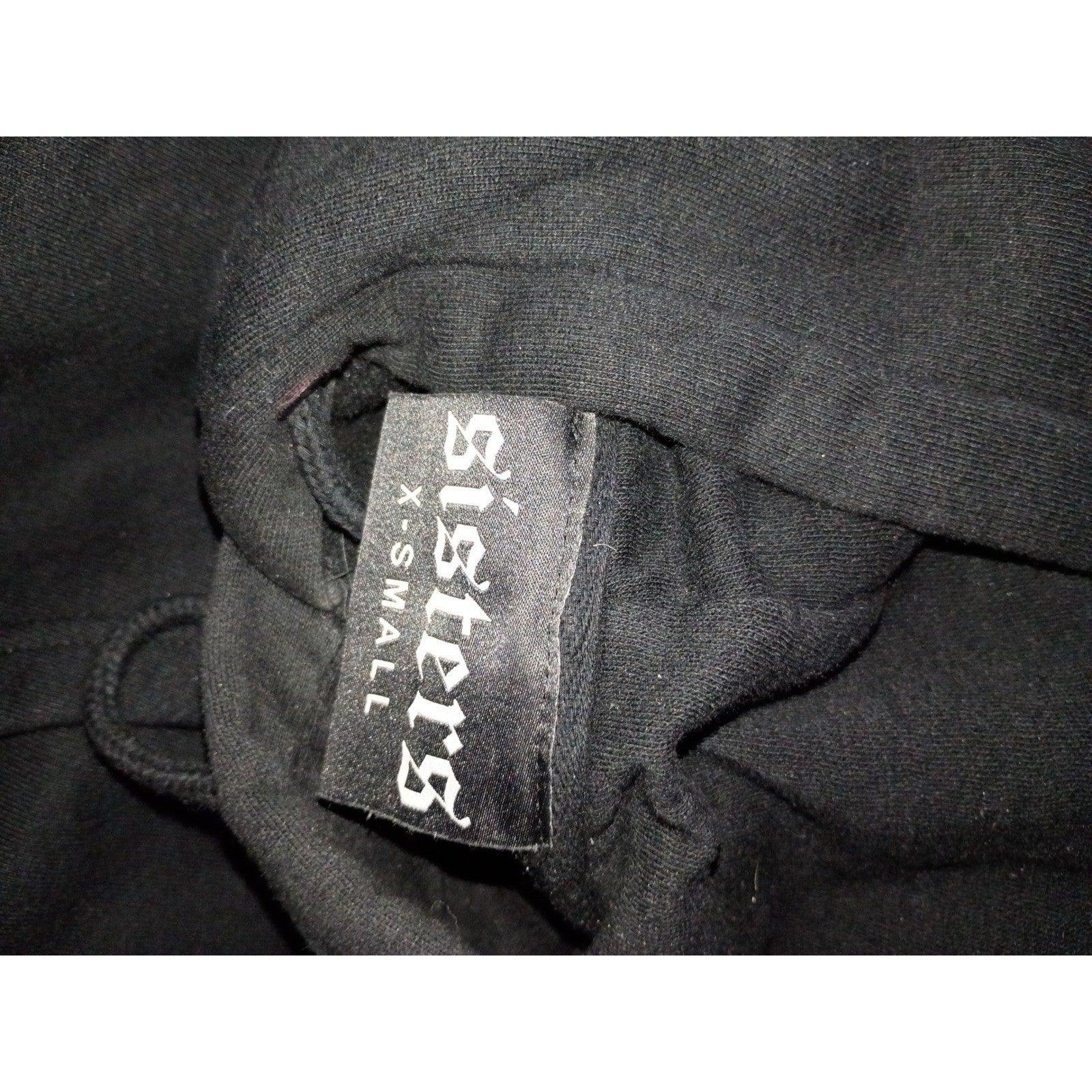 SISTERS Black Gothic Logo Hoodie 100% Cotton Sweatshirt Fits S Made USA
