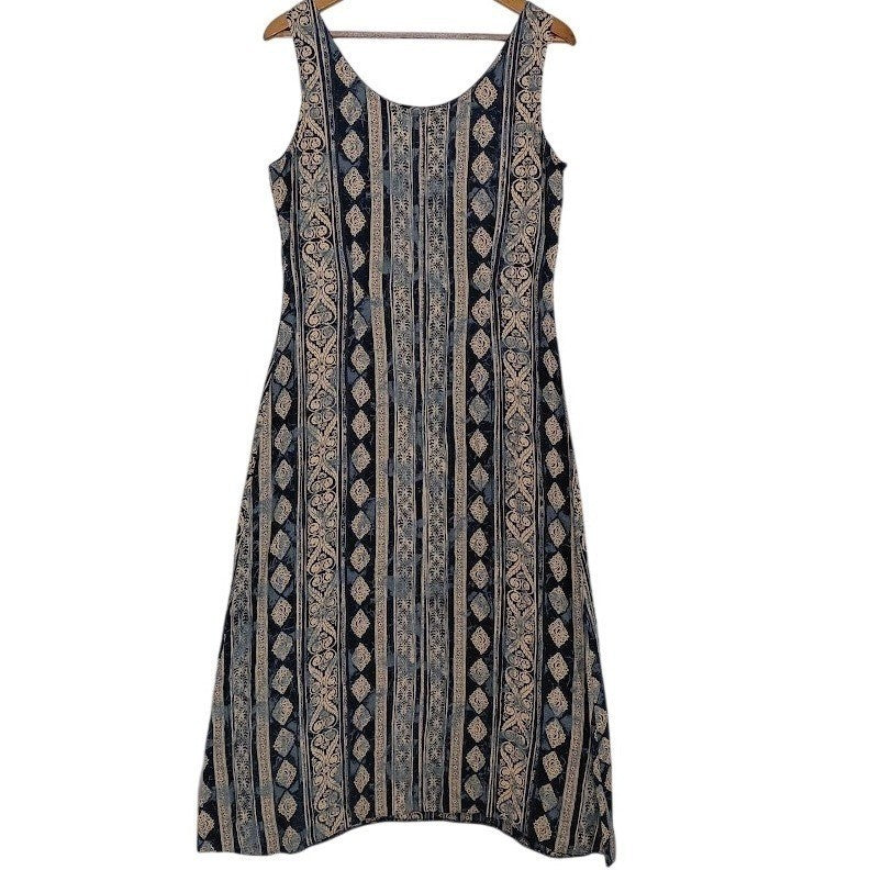 Marks & Spencer Vintage Maxi Dress Blue Paisley Boho Effortless Sleeveless M
