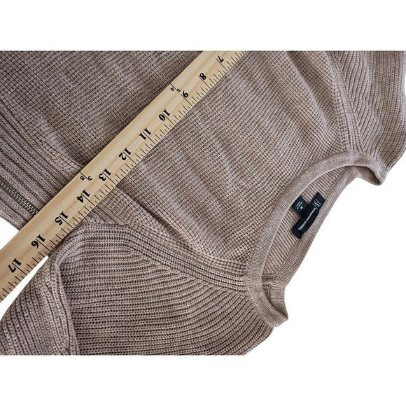INC Int'l Concepts Women's Beige Knit Sweater Long Sleeve Zipper Detail Size M
