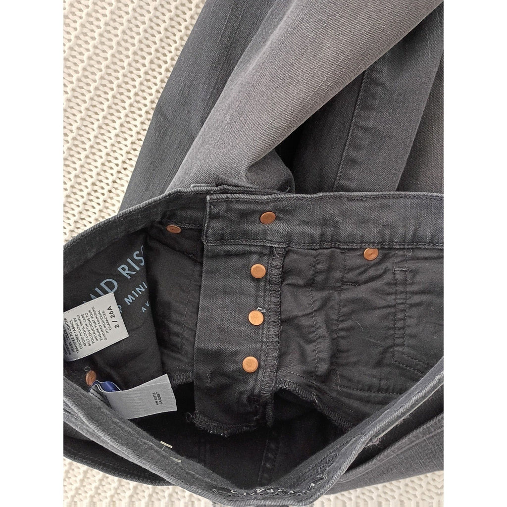 Lucky Brand Ava Mid Rise Crop Mini Boot Jeans Black Raw Hem  26x24 NWOT $99 MSRP