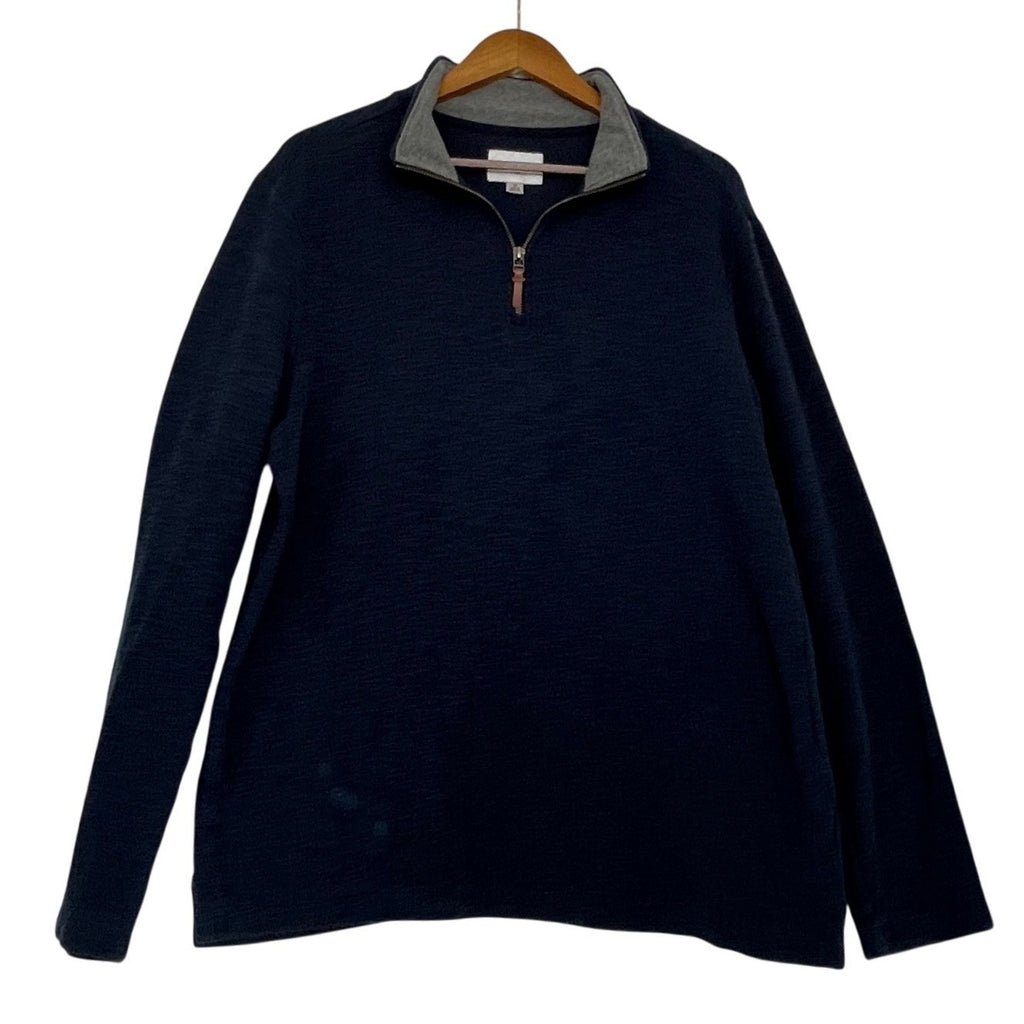Goodfellow & Co Cotton Quarter Zip Pullover Sweater Navy Blue Size M Versatile