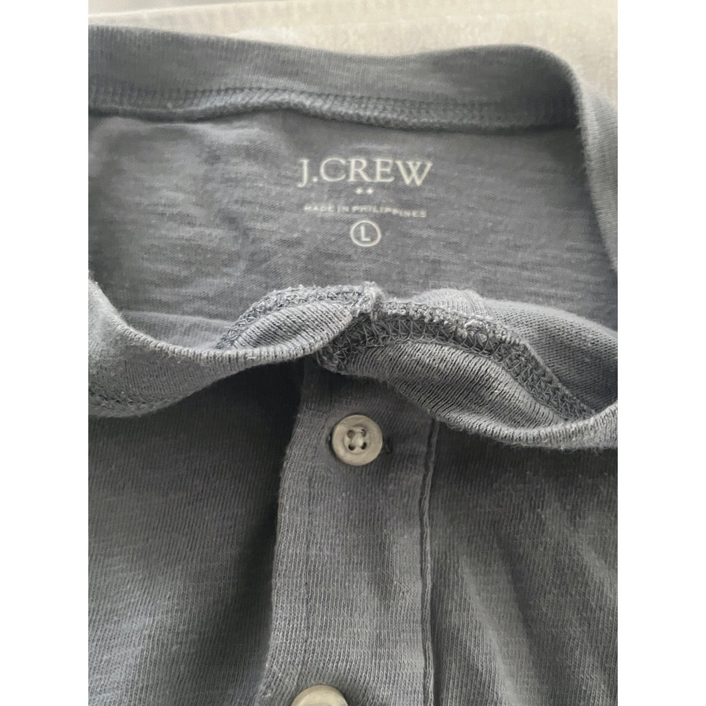 J Crew Long Sleeve Gray Henley Shirt Men's Size Large Button Up Casual Comfort