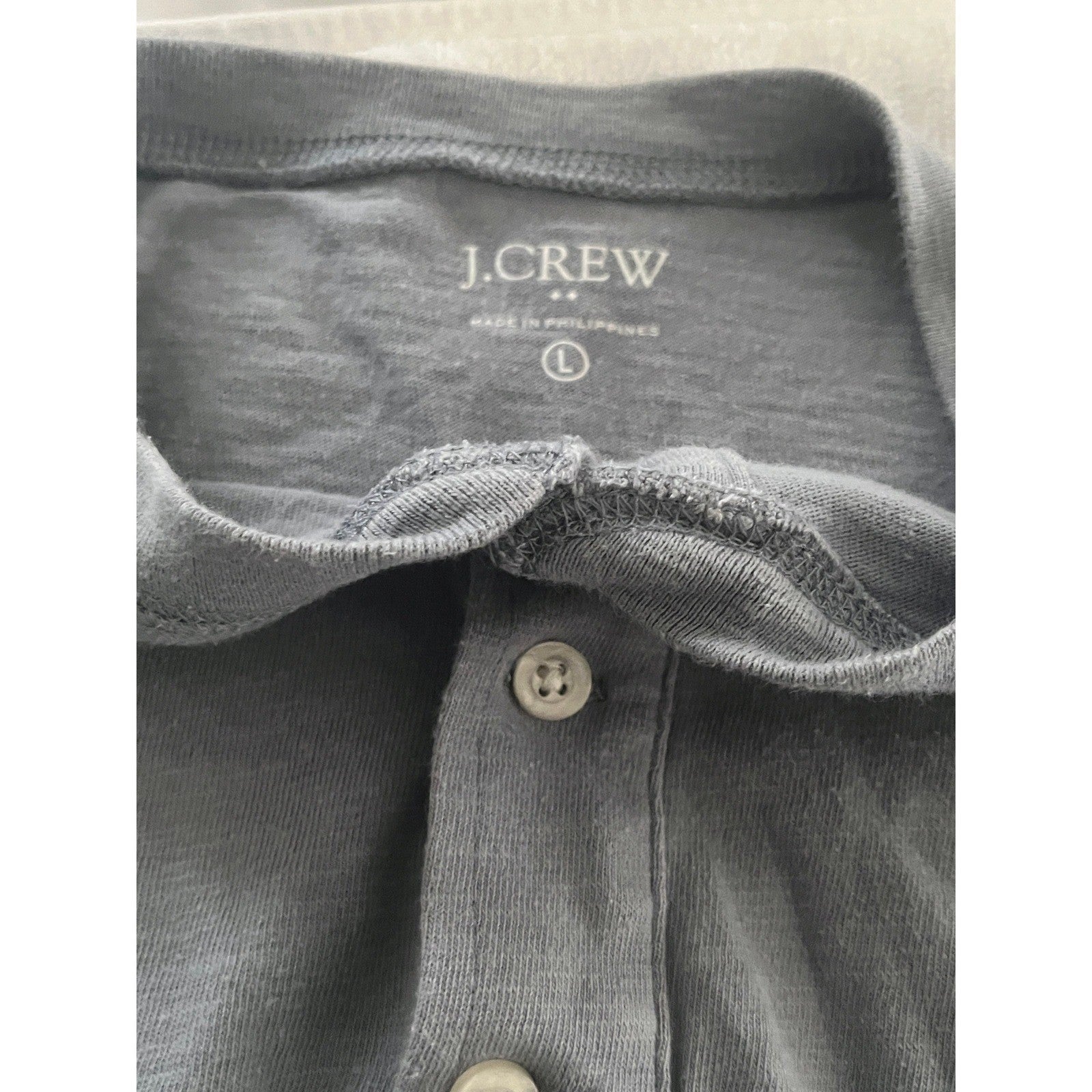 J Crew Long Sleeve Gray Henley Shirt Men's Size Large Button Up Casual Comfort