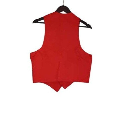 Y2K Red Velvet Button Front Statement Vest Sleeveless Top