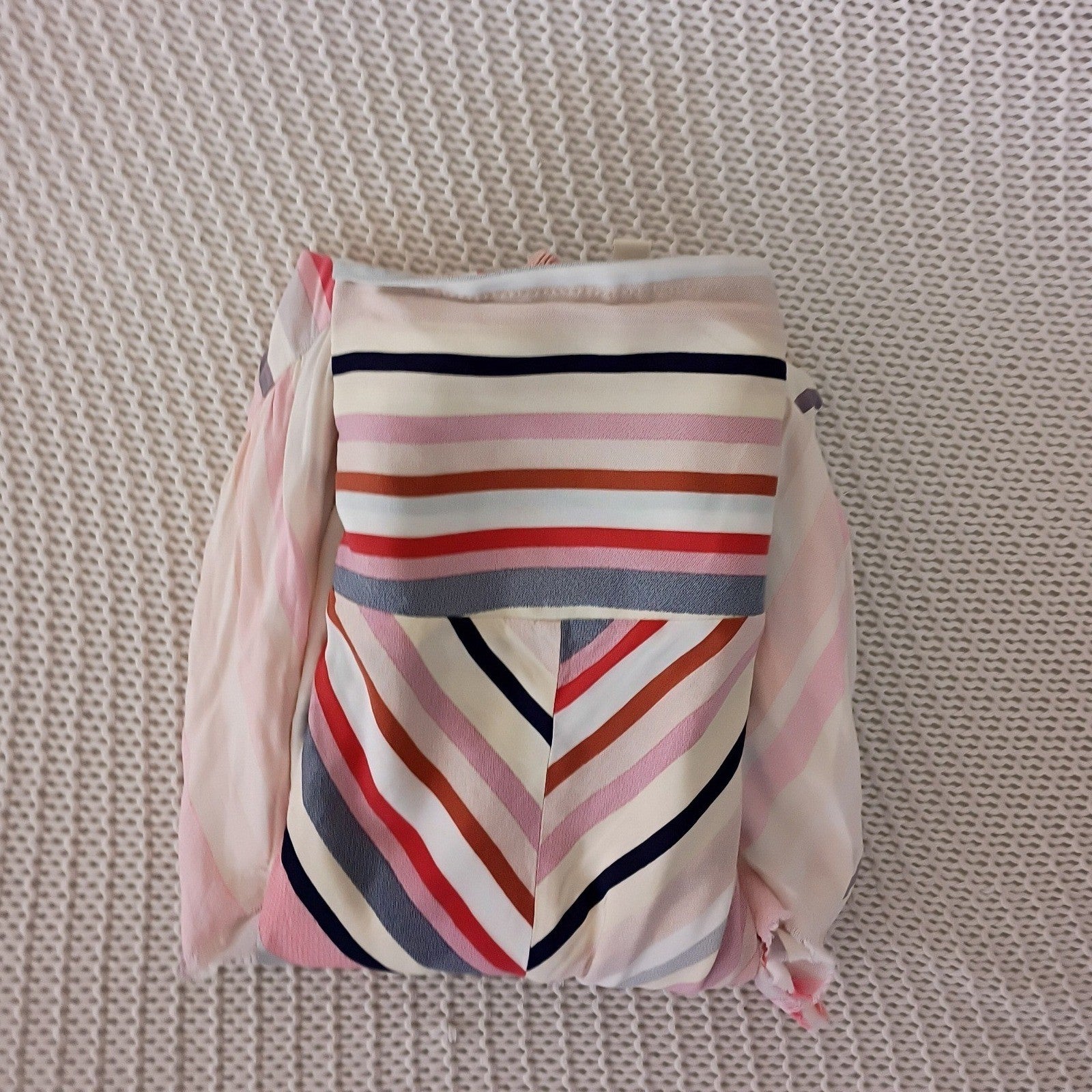 Umgee USA NWOT Pink Blue Striped High-Low Ruffle Midi Skirt Smocked Boho S NWOT