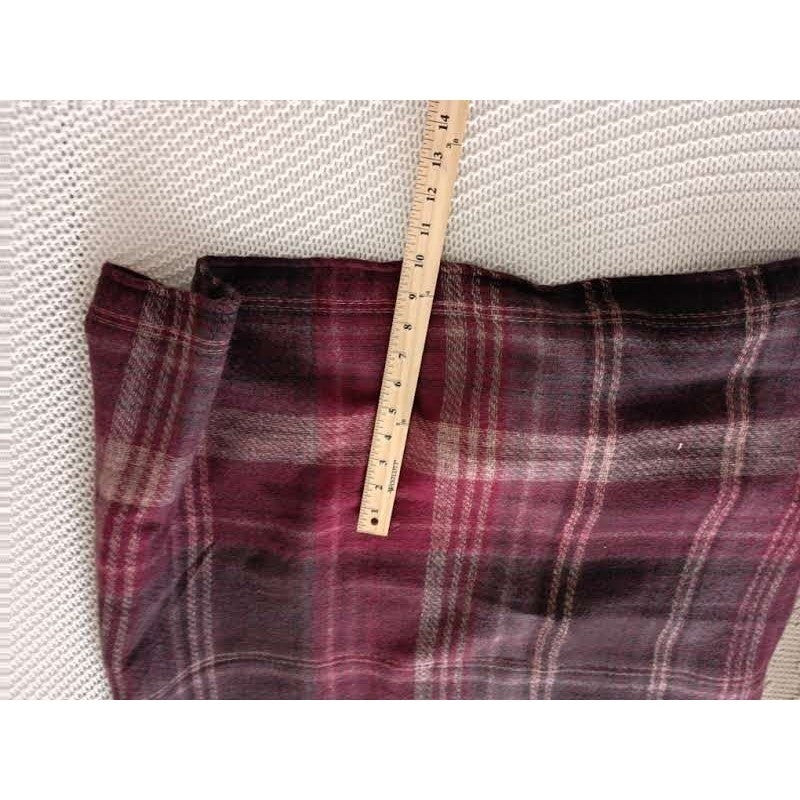 Woolrich Green Label Plaid Wrap Shawl Burgundy Wine Fringed One Size Poncho