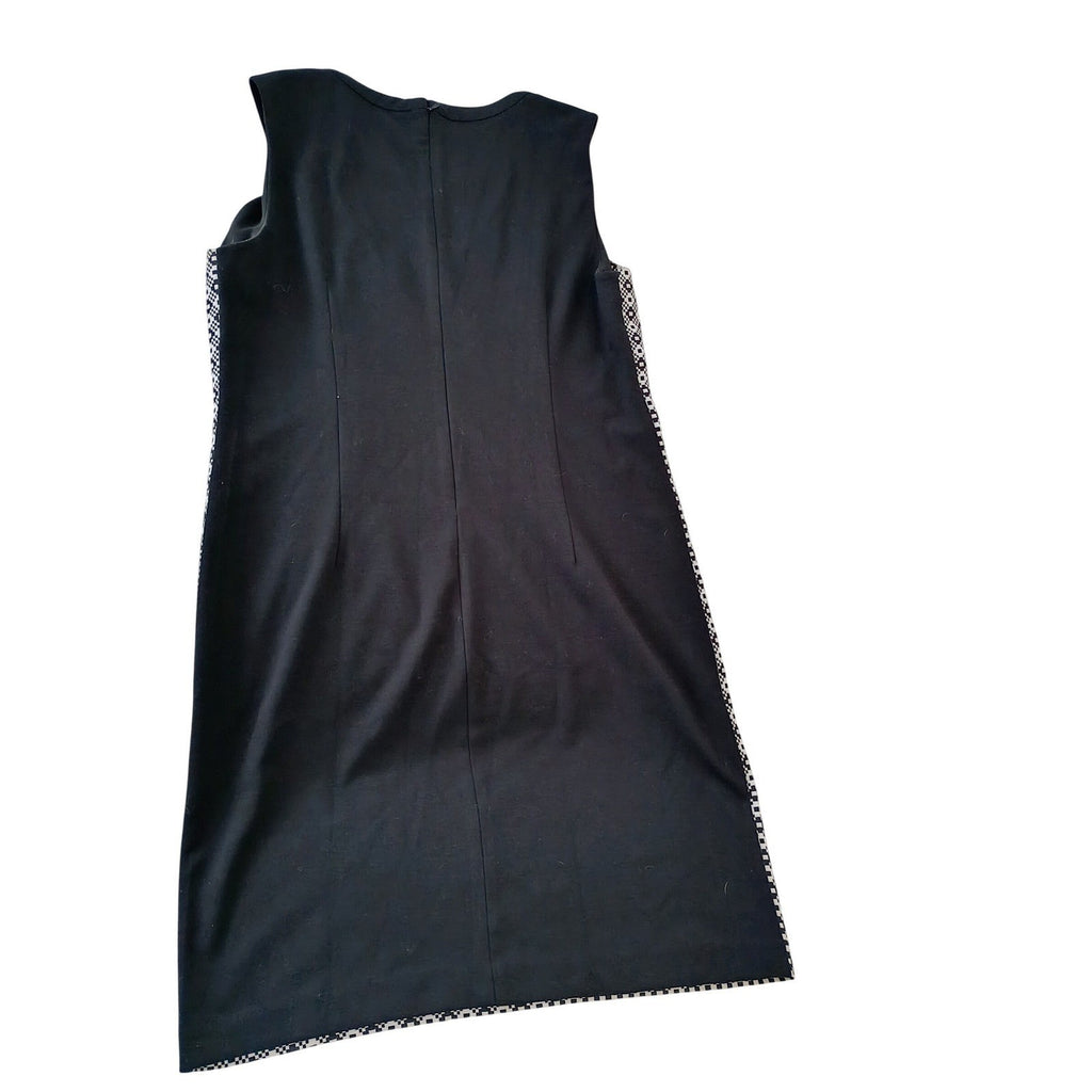 Calvin Klein Black White Geometric Sheath Midi Dress Sleeveless 12 Work Career
