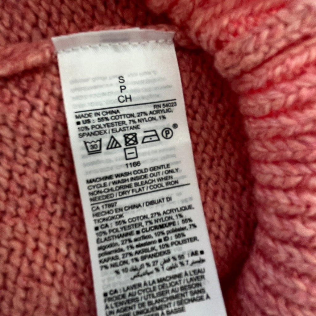 Pink Cable Knit Fisherman Sweater Cotton Blend Crew Neck Heritage Coastal S