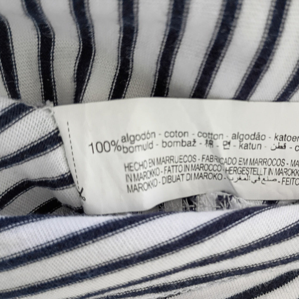 Zara Coastal Nautical Striped Tank Navy White Cotton Slvels Crew Neck Top S NWOT