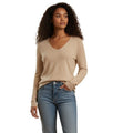 ZARA Beige Lightweight V-Neck Long Sleeve Knit Sweater Top S Sheer Minimalist
