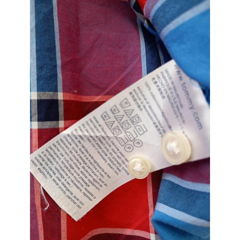 Tommy Hilfiger Plaid Button Down Shirt Men's S/P Blue Red Cotton Casual