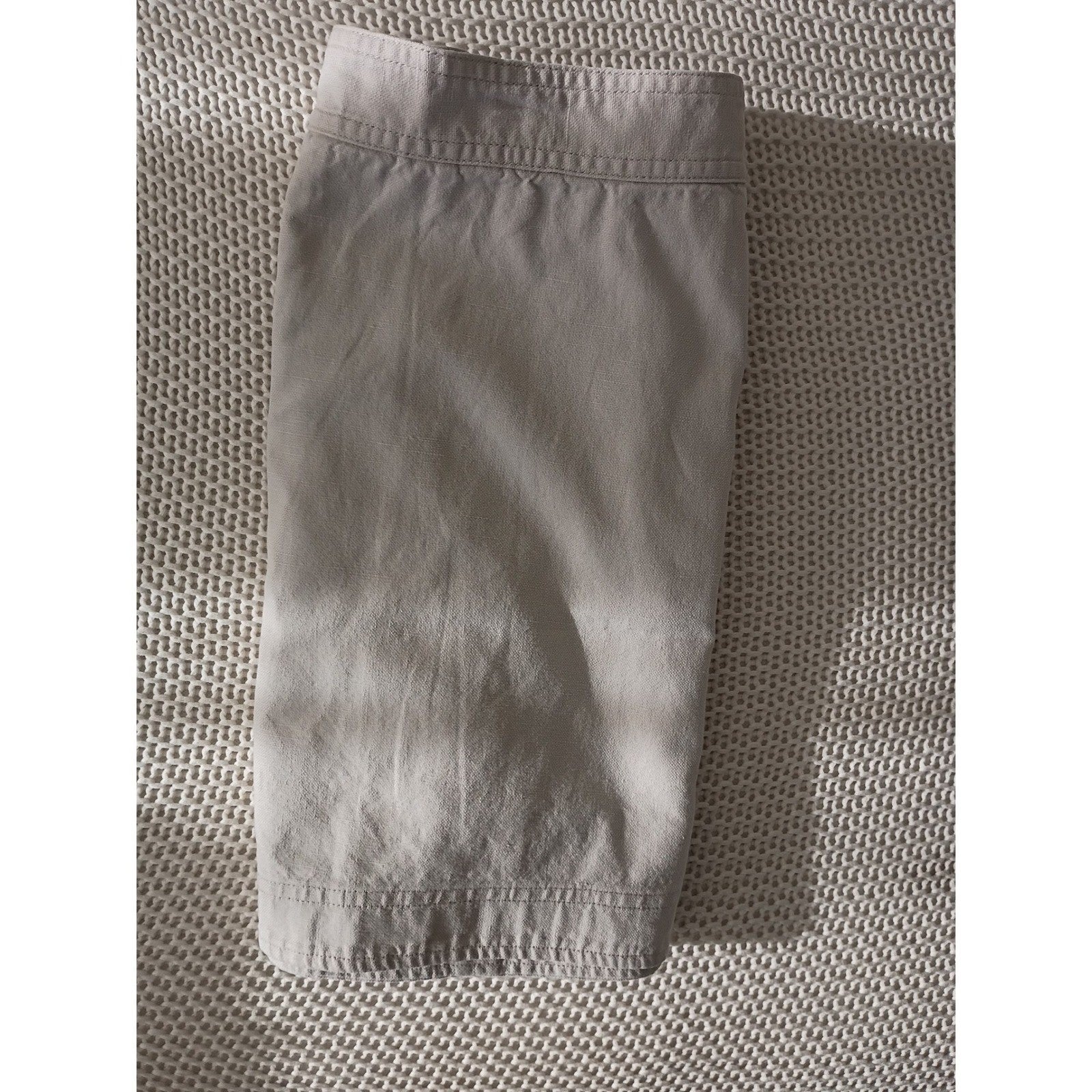 J Crew Canvas Mini Skirt Zip Front Pockets Khaki Tan Linen Blend Size 2 W26-27