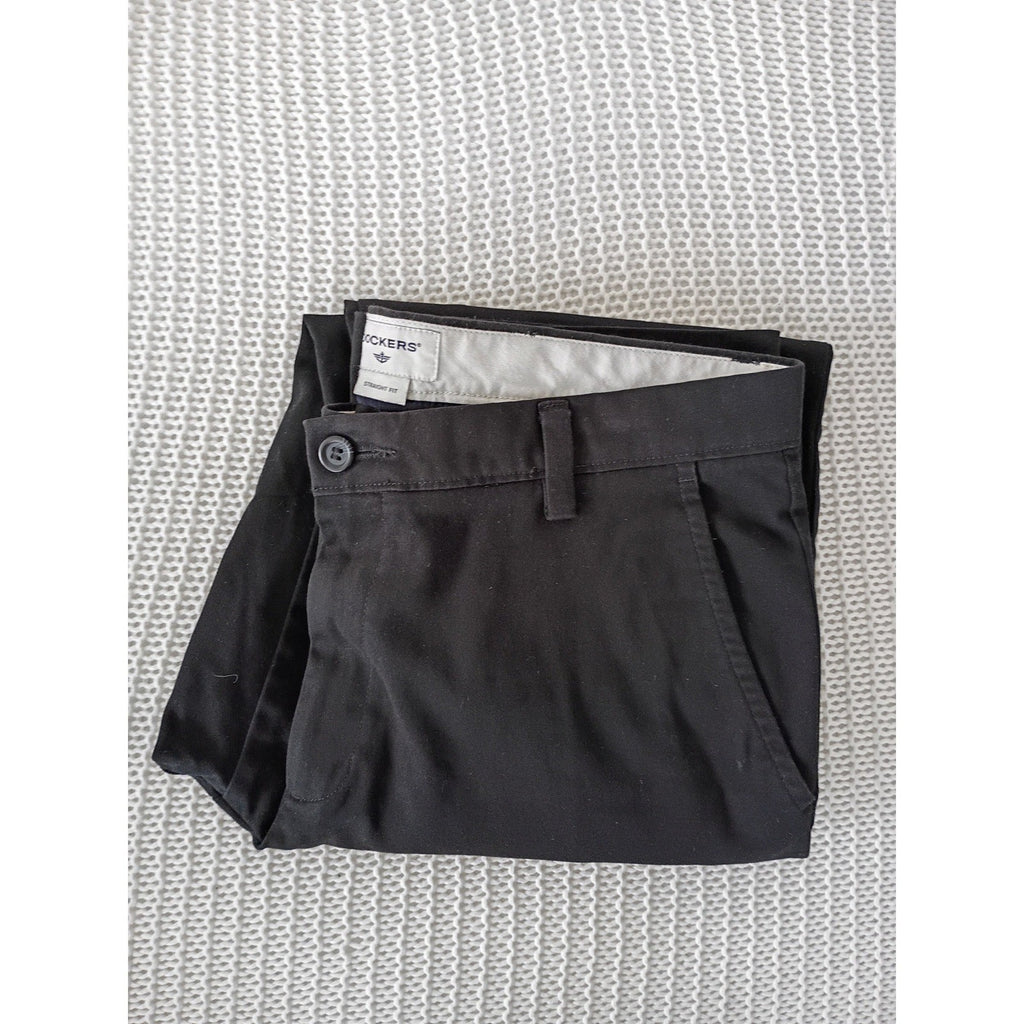 Dockers Men's 33x32 Black Chino Pants Straight Fit Cotton Stretch  Work Sits