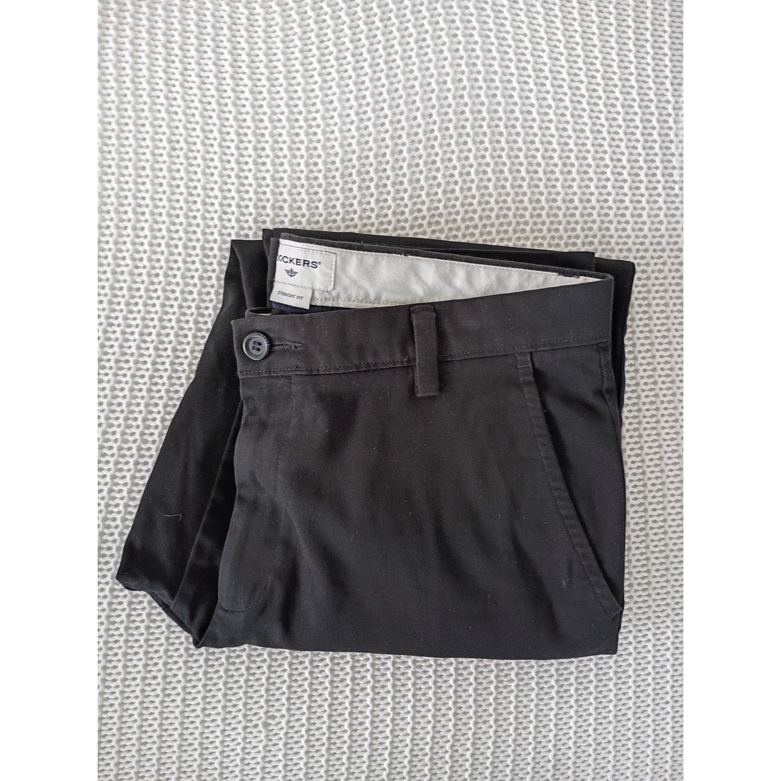 Dockers Men's 33x32 Black Chino Pants Straight Fit Cotton Stretch  Work Sits