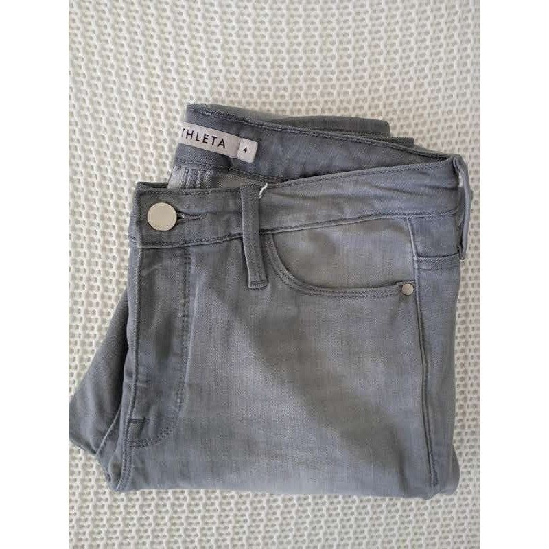 Athleta Sculptek Super Soft Grey Skinny Jeans W27-28 Mid Rise Stretch Denim Pant