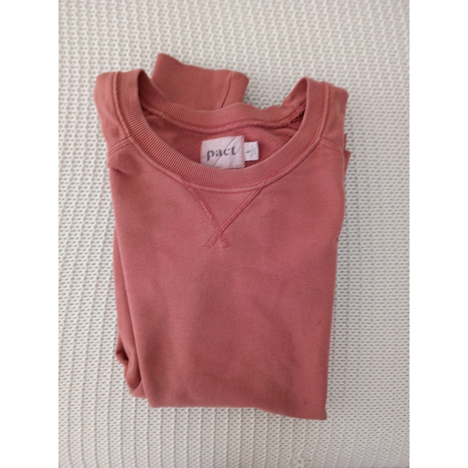 Pact 100% Organic Cotton Raglan Crewneck Sweatshirt Large Terracotta Pink