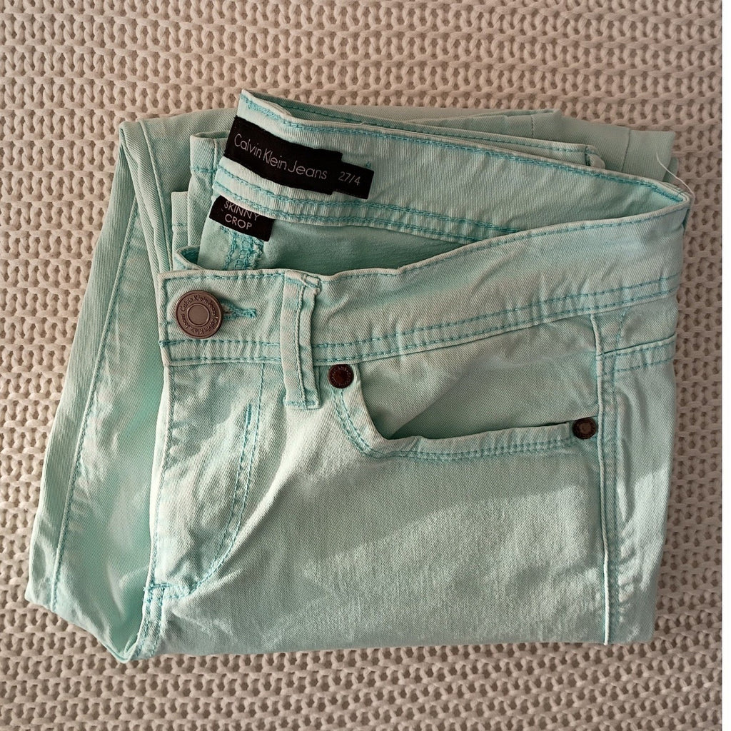 Calvin Klein Mint Skinny Pants Womens 27x26 Clean Girl Spring Trousers