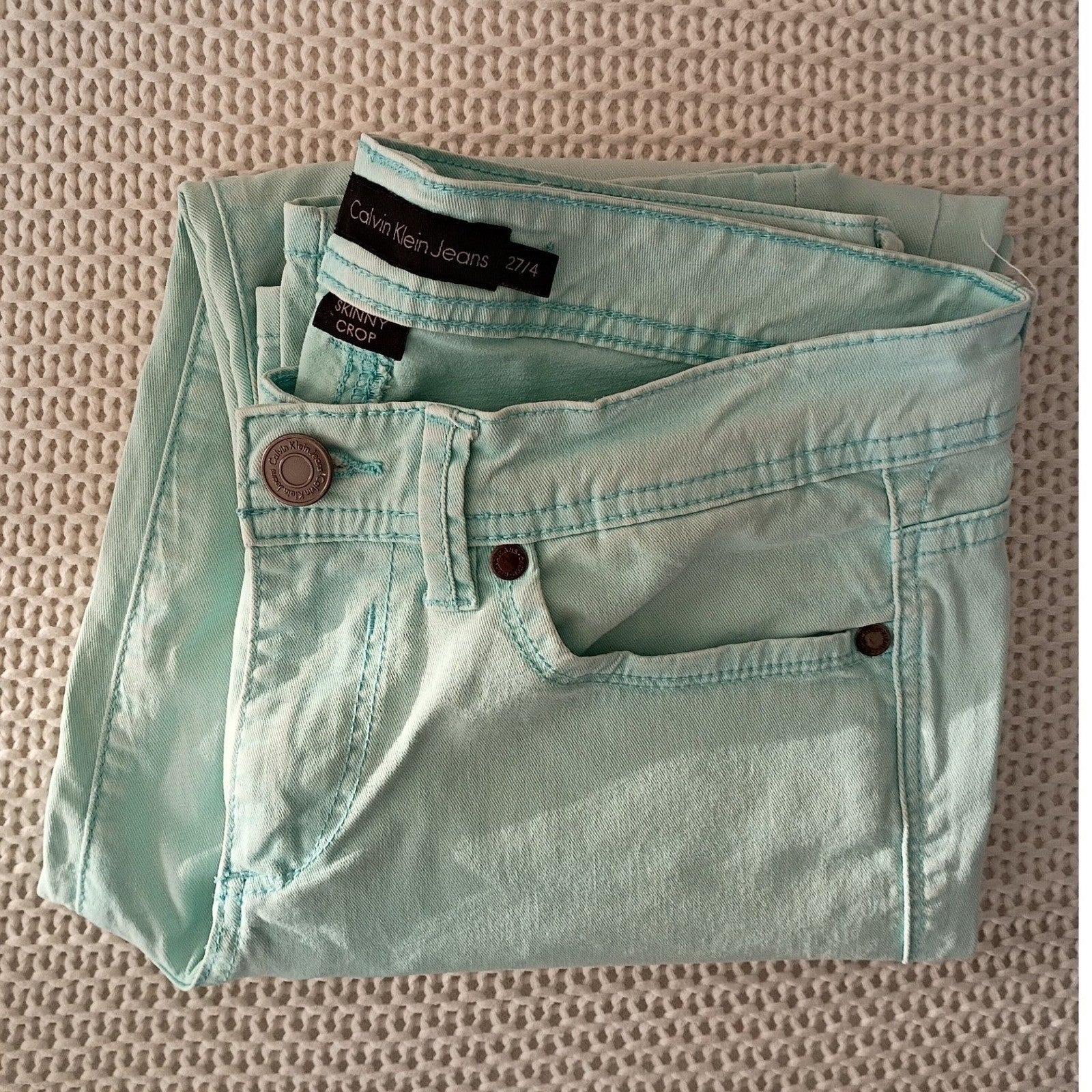 Calvin Klein Mint Skinny Pants Womens 27x26 Clean Girl Spring Trousers