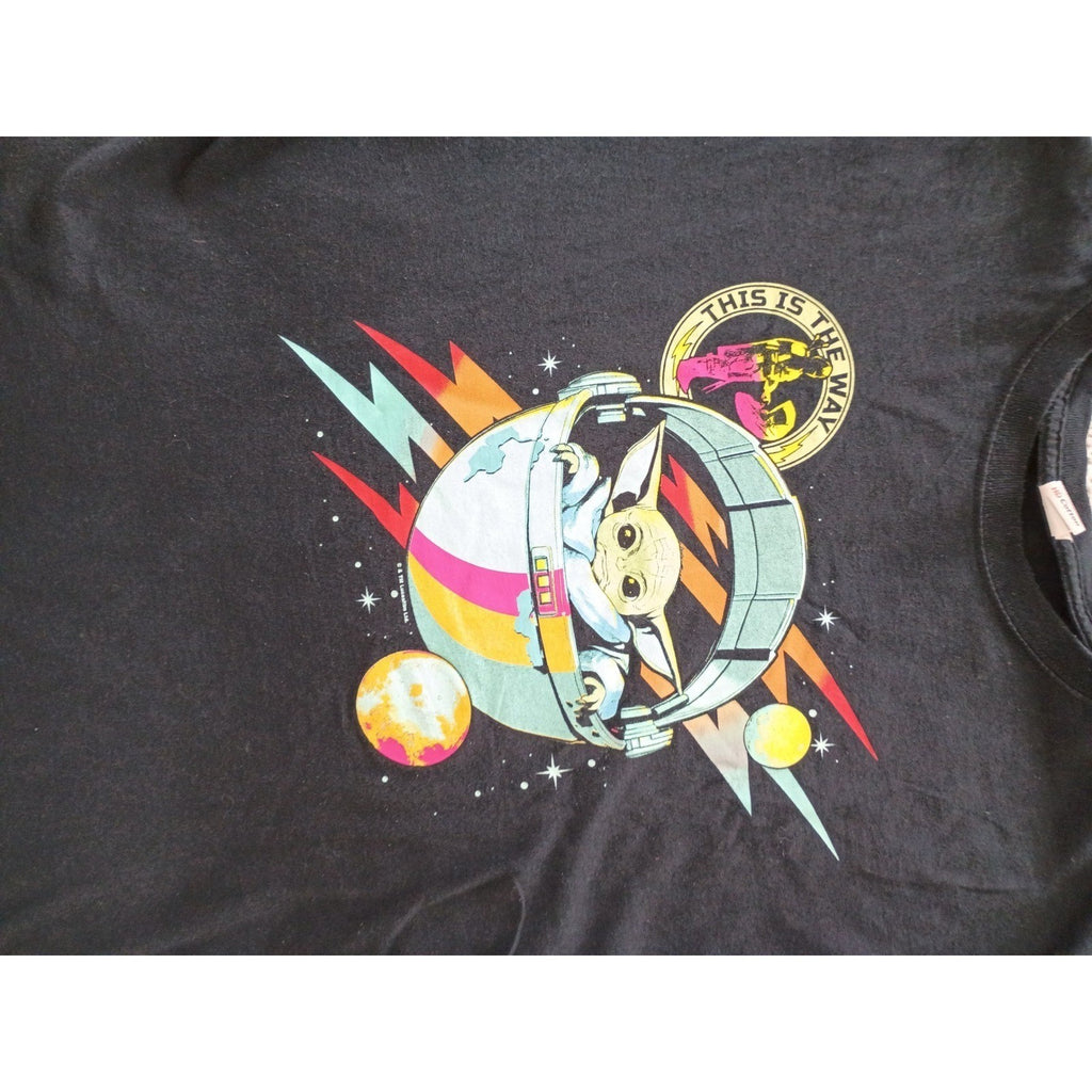 Star Wars Mandalorian Grogu This Is The Way Black 100% Cotton Graphic Tee M/L