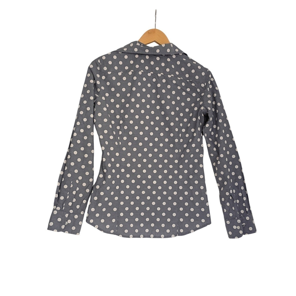 Banana Republic Soft Wash Shirt Polka Dot Grey White Button Down Classic Fits S