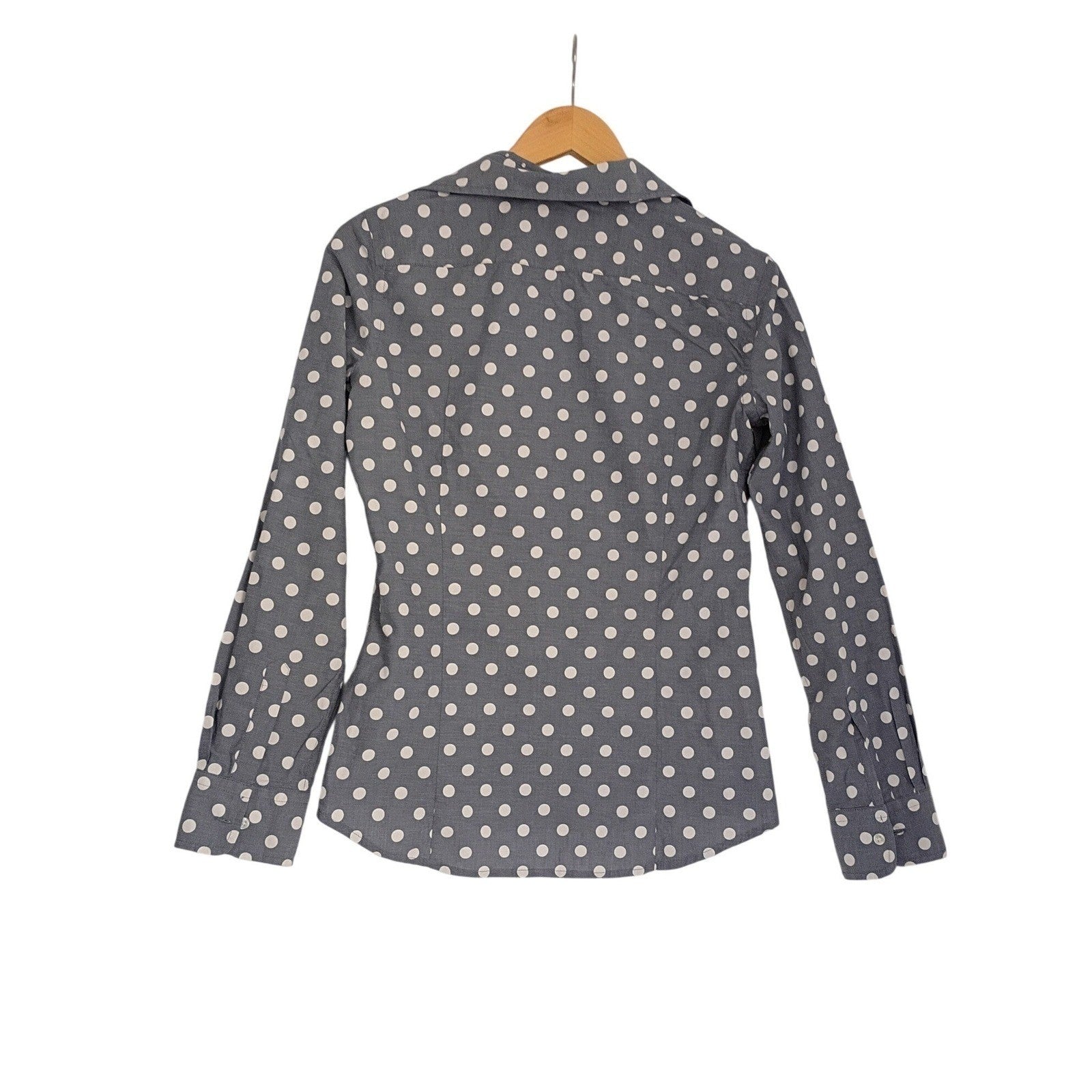Banana Republic Soft Wash Shirt Polka Dot Grey White Button Down Classic Fits S