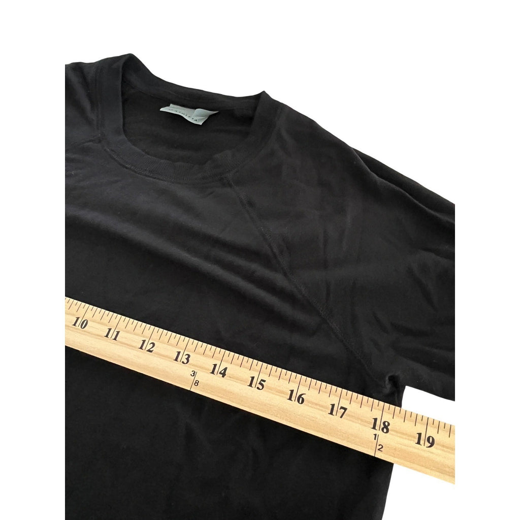 ATHLETA Black Wrap Front Long Sleeve Top S Modal Spandex Retro-Chic