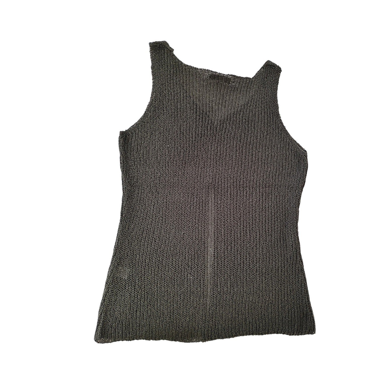 NWT -Zenana Olive Green Open Knit V-Neck Tank Top Sleeveless Vest XL