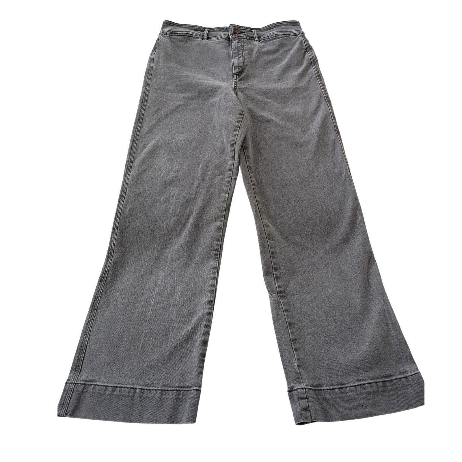 LOFT High Waisted Slim Wide Leg Olive Green Denim Jeans 8/29x28 $98