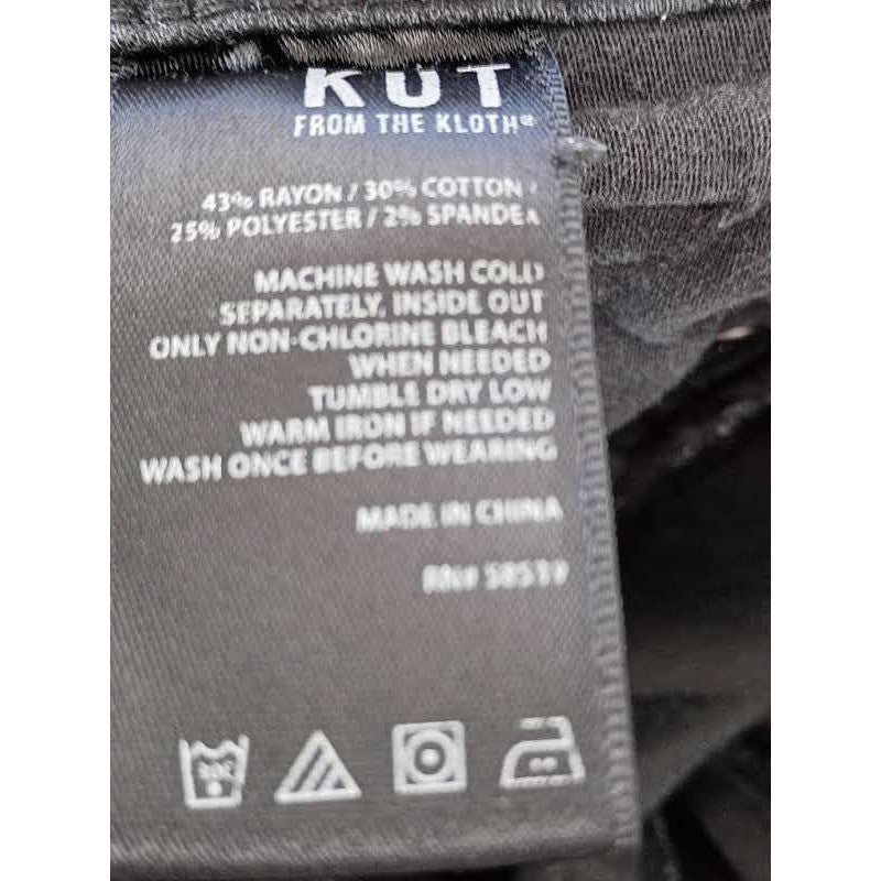 KUT from the Kloth Black Super Comfy Straight Leg Stretch Denim Jeans 32x30