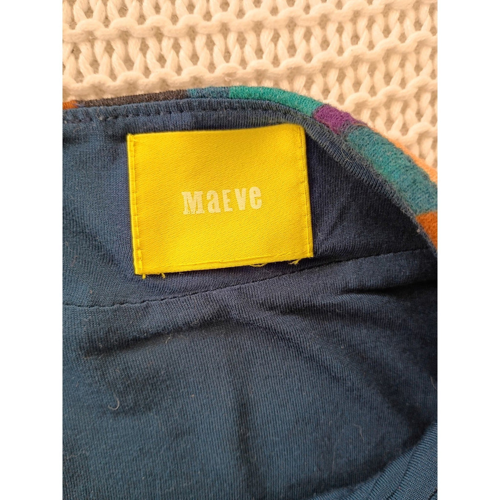 Maeve Anthropologie Geometric Optical Illusion Pencil Skirt Teal Purple Cotton S