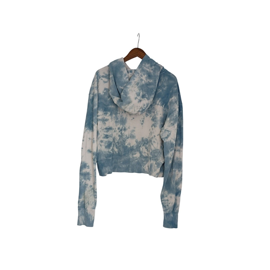 DANNIJO Tie Dye Hoodie 100% Cotton Cropped Sweatshirt Blue White Cotton XL