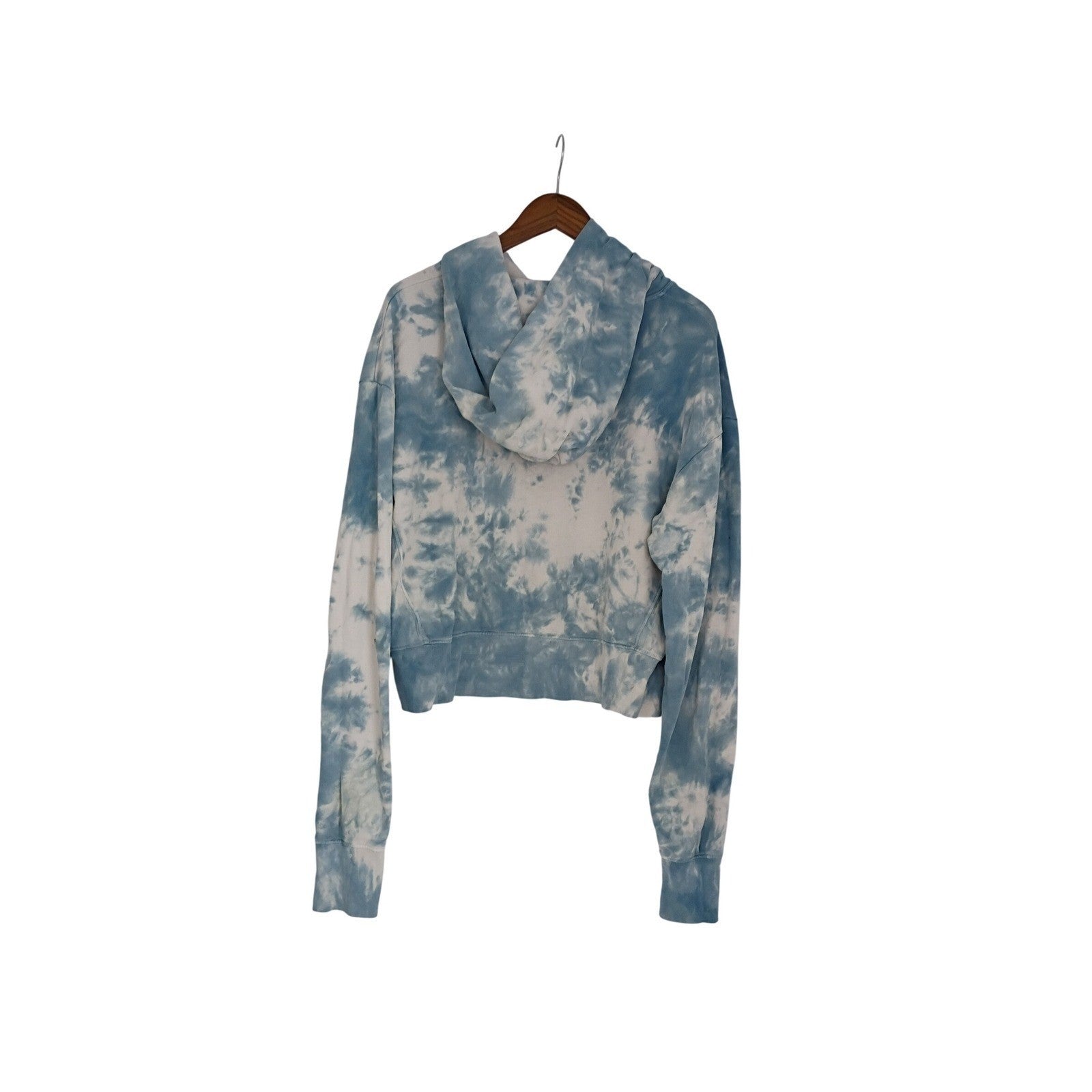 DANNIJO Tie Dye Hoodie 100% Cotton Cropped Sweatshirt Blue White Cotton XL