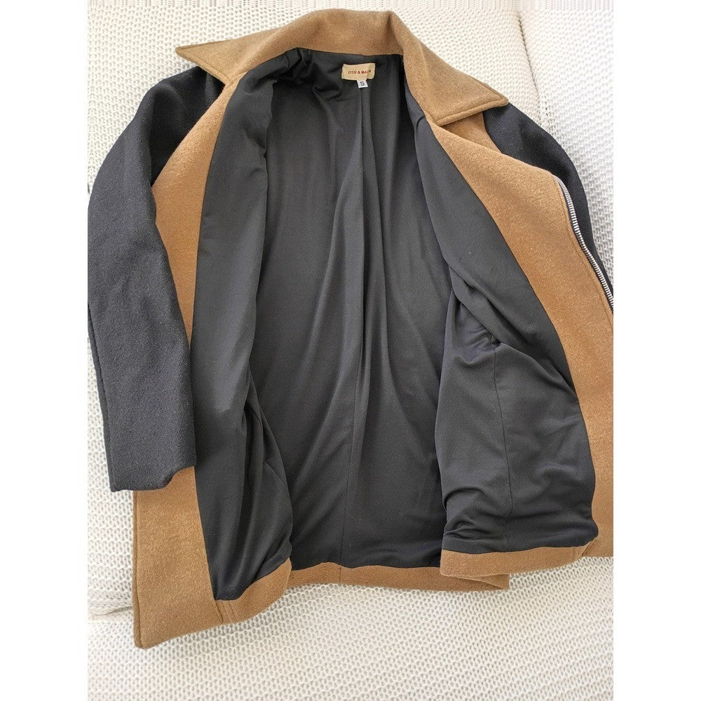 Otis & Maclain Wool Blend Moto Jacket Camel Brown Mixed Media USA S