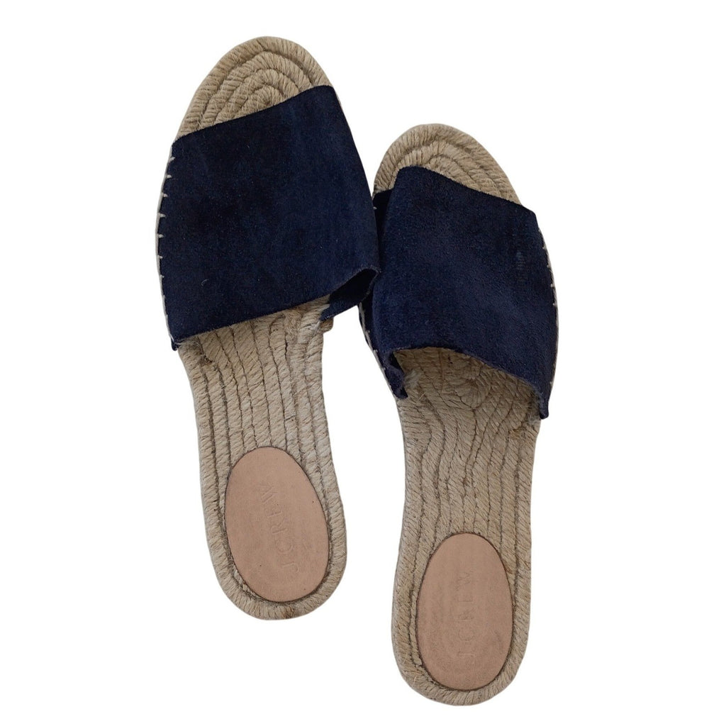 J.Crew Navy Blue Suede Espadrille Slides Made in Spain Women 7 Sandals $128
