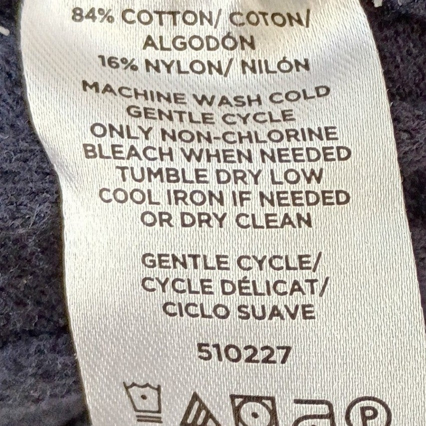 Ann Taylor Cotton Wool Sweater Navy Textured Crew Neck Quiet Luxury S