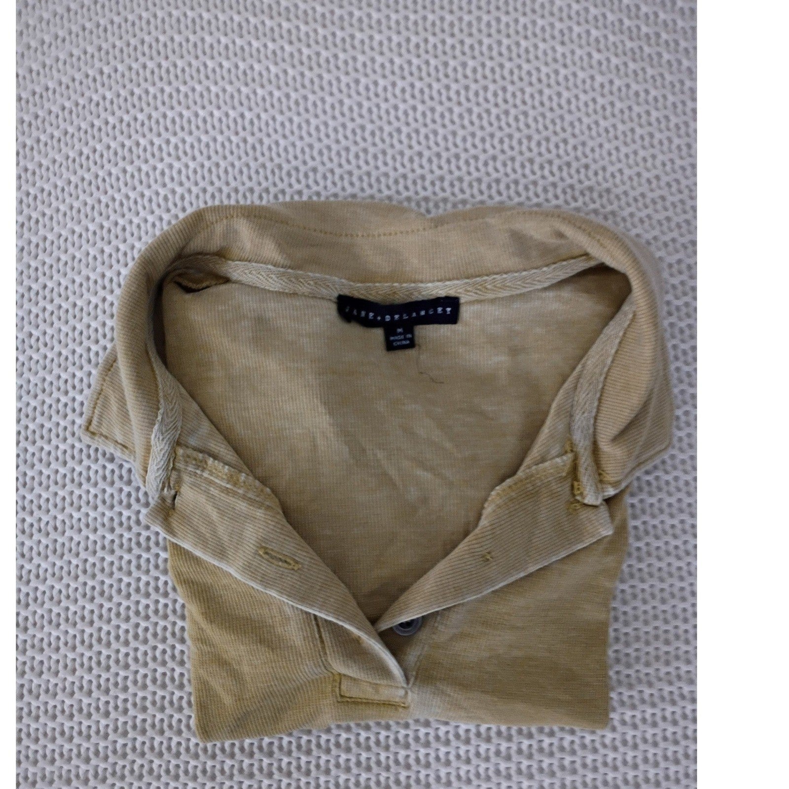 Jane + Delancey Mustard Ribbed Cotton Blend Polo Shirt M Classic Collar