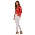 LOFT $60 Red Horse Equestrian Print Cotton Shirt Medium M Long Sleeve Preppy