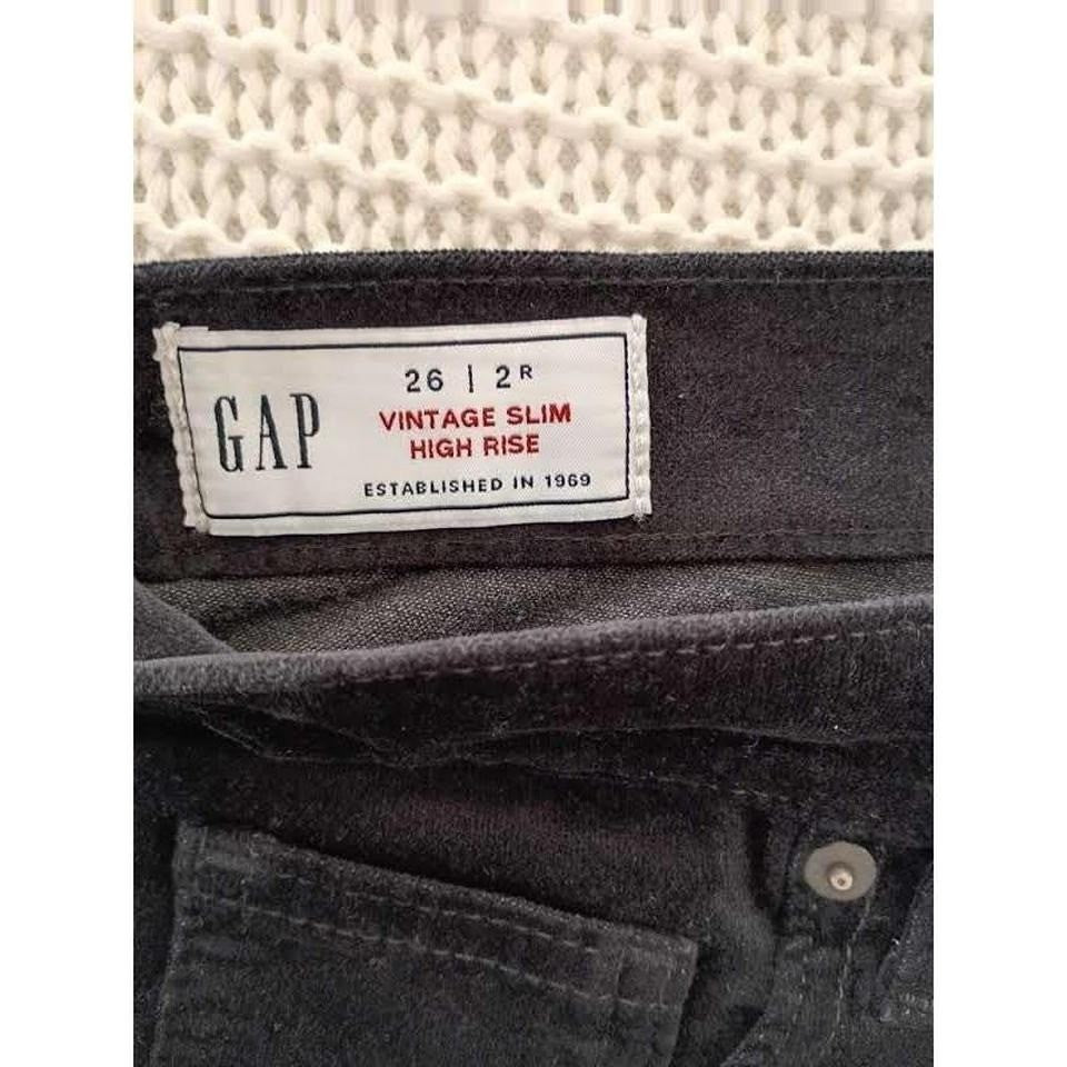 Gap 1969 High Rise Black Velvet Slim Pants 26x27 NWOT Vintage Goth Dark Academia