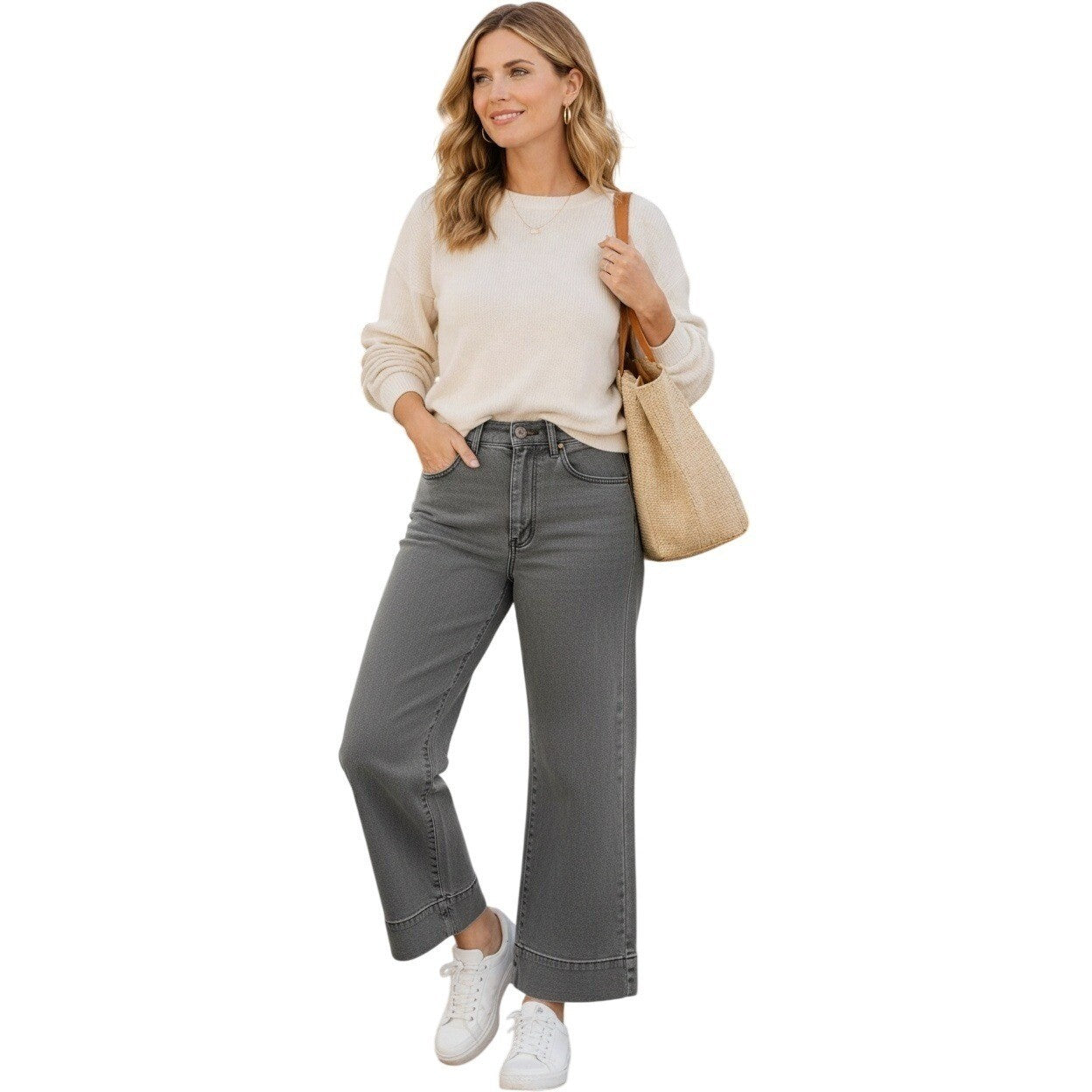 LOFT High Waisted Slim Wide Leg Olive Green Denim Jeans 8/29x28 $98