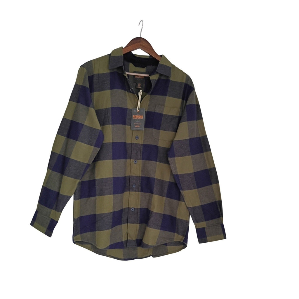 Redmond Clothing NWT Mens Everyday Cozy Casual Plaid Button Front Shirt Size M