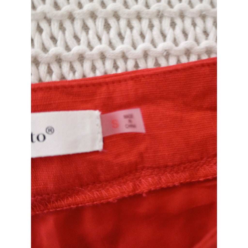 Idem Ditto XS Red Linen Cargo Mini Skirt High Waist Button Front Utility Pockets