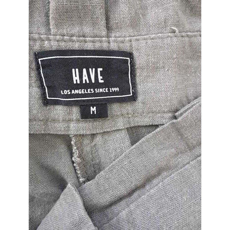 HAVE Los Angeles Linen Blend High Waisted Pleated Trousers Olive Green Sz Mx27