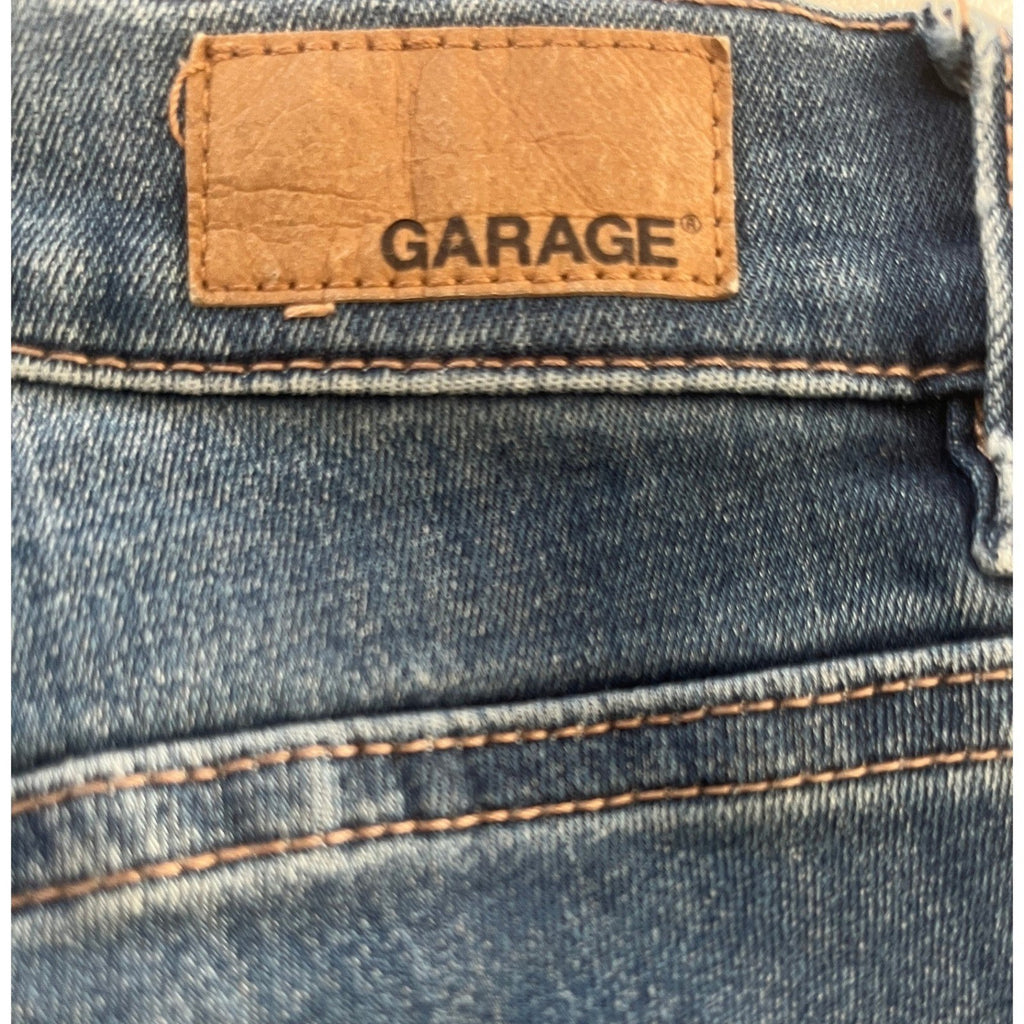 Garage High Rise Skinny Jeans Dark Wash Distressed Raw Hem 26x27 Y2K Aesthetic