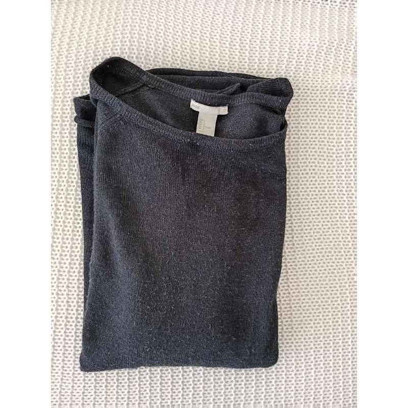H&M Basic Super Cozy Large Charcoal Grey Wool Blend Crew Neck Knit Sweater
