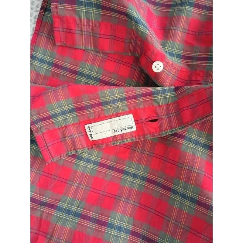 J Crew Red Plaid Slim 100% Cotton Untucked Secret Wash Shirt Mens L Everydaywear