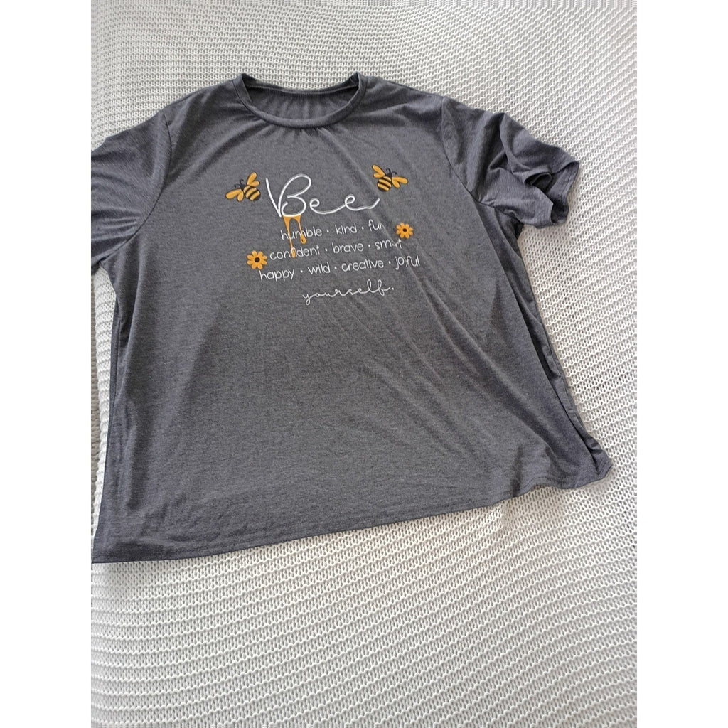 Plus Size Bee Yourself Graphic Tee Heather Gray Positive Quote T-Shirt Curve 3XL