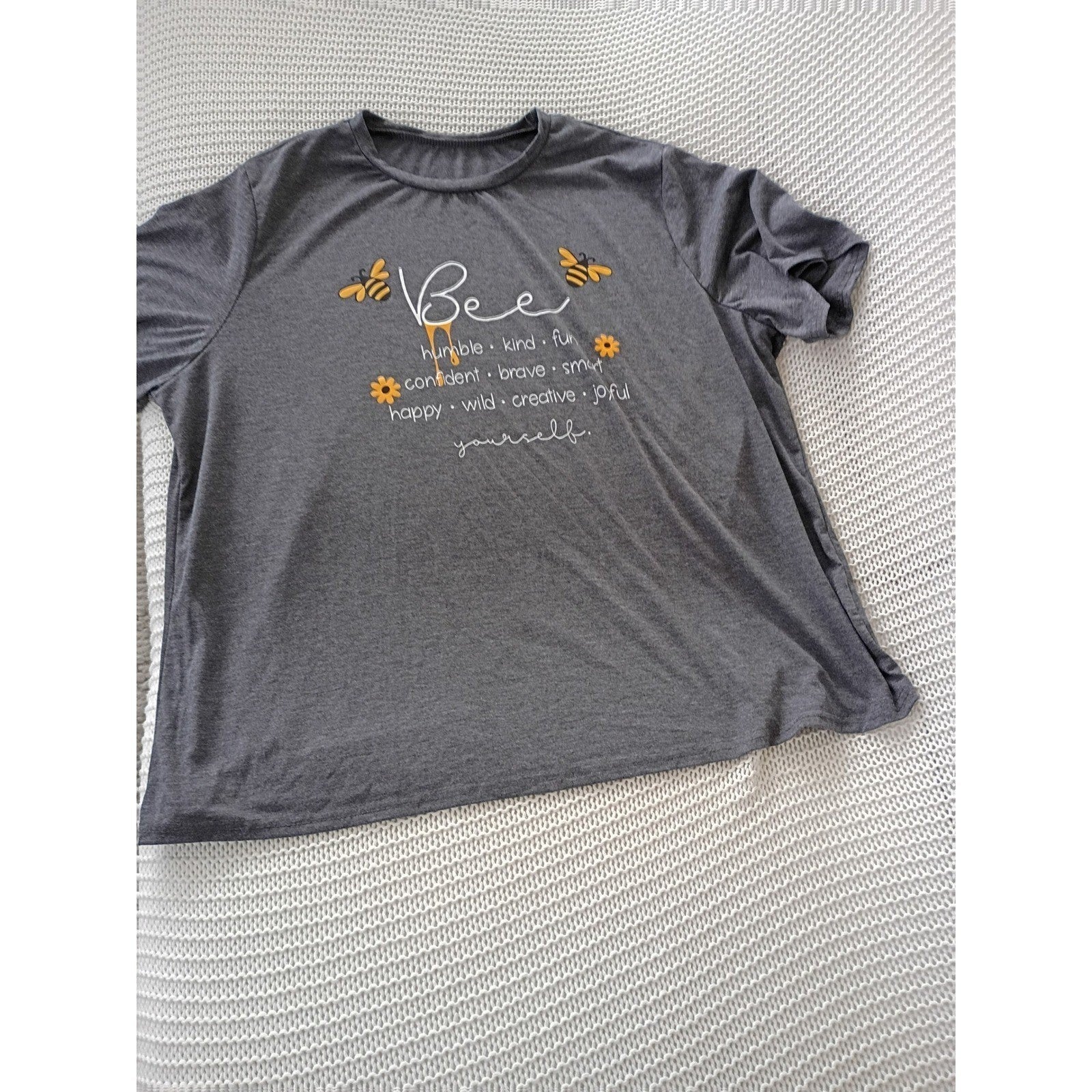 Plus Size Bee Yourself Graphic Tee Heather Gray Positive Quote T-Shirt Curve 3XL