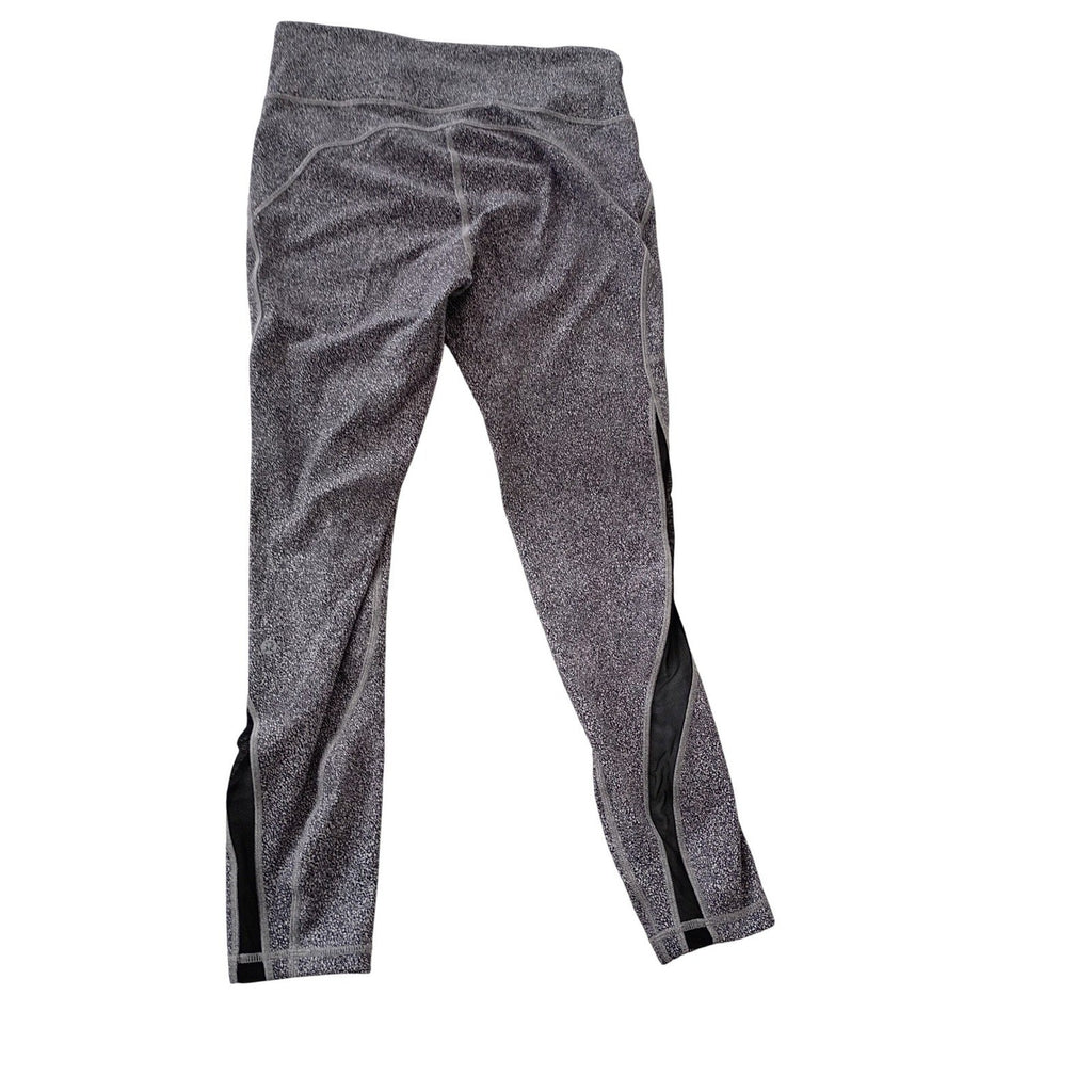 Lululemon Tight Stuff Tight 7/8 Leggings Size 8 Black White Pebble Mesh Panels