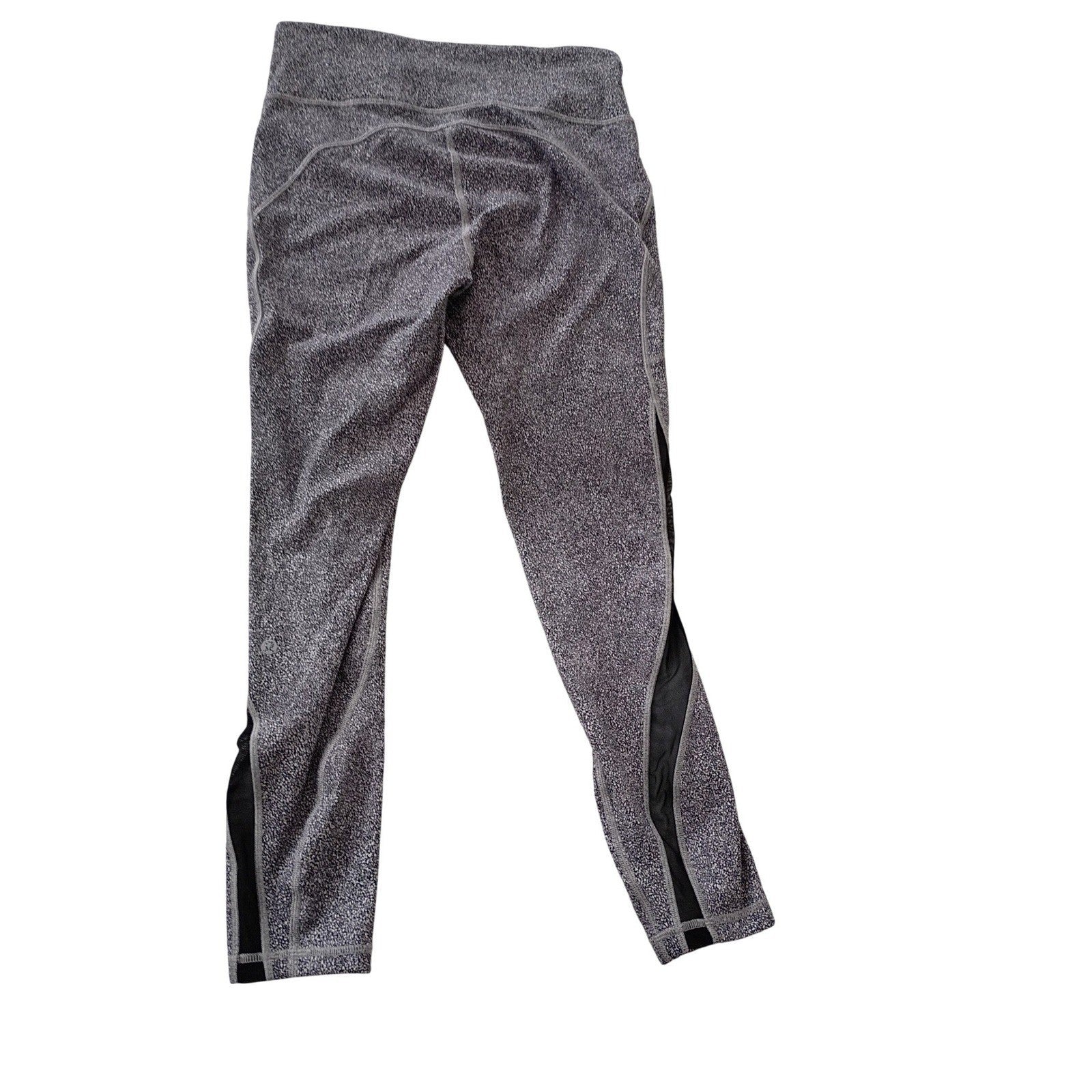 Lululemon Tight Stuff Tight 7/8 Leggings Size 8 Black White Pebble Mesh Panels