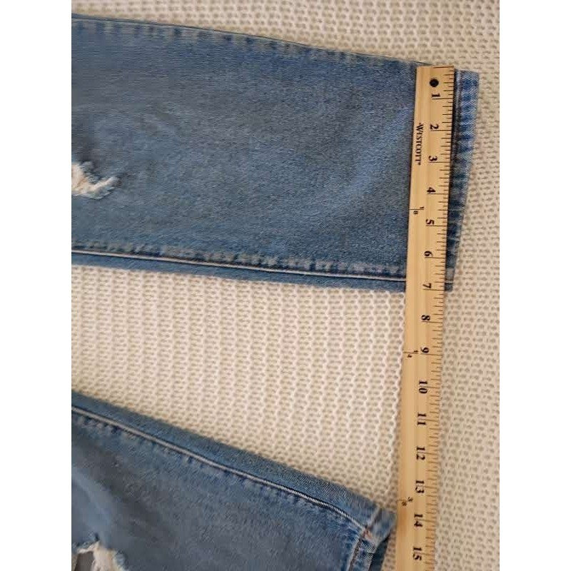 Honey Punch Blue Distressed Denim Overalls L Ripped Straight Leg Y2K Vintage Sty